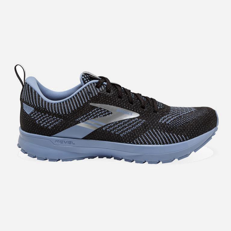 Brooks Revel 5 Womens Performance Road Running Shoes - Black/Blue/Metallic Silver - Philippines (839